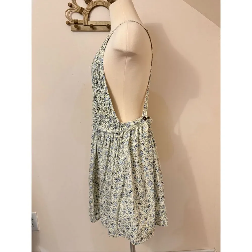 Free People Women's Petunia Cotton Short All Mini Dress Tea Combo L NEW